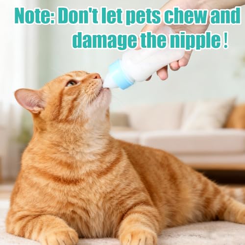 DEMORA Kitten Bottle Feeding Kit, Graduated Nursing Feeding Bottles for Pet Kitten Puppy Hamster Rabbit with Two Kinds of Replaceable Nipples Feeder (Clear, 4 oz) - size: 4 Ounce