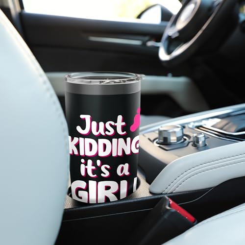 Just Kidding It's a Girl Pink Gender Reveal Party Supplies Stainless Steel Insulated Tumbler