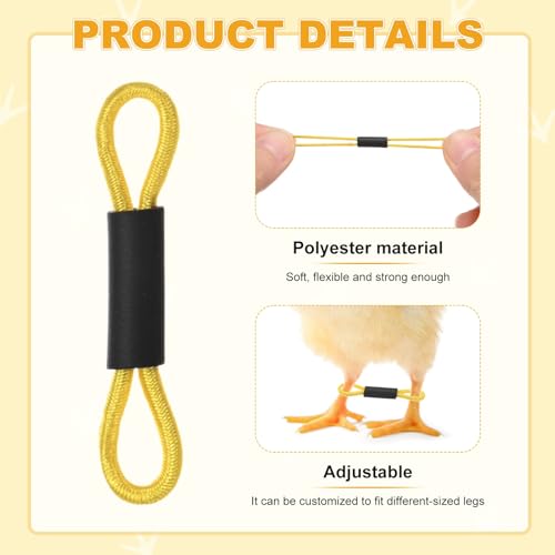 M METERXITY 50-Pack Adjustable Chick Leg Bands, 1.38" x 0.2" Polyester Chicken Leg Brace for Chicks/Ducks/Birds [Yellow] Poultry Leg Bands - color: Yellow