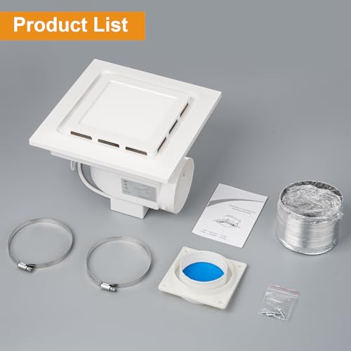 Bathroom Exhaust Fan with Light Ultra Quiet Ventilation Fan Combo 1.0 Sone 145CFM (12" Panel 10"x10" Mount) - color: white