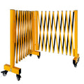 23FT Industrial Expandable Barricade Folding Security Gate with Wheels,Retractable Driveway Gate with Aluminum Fence - color: Yellow, size: 23 feet