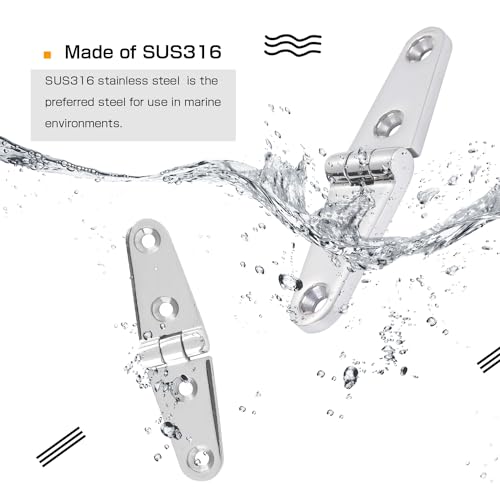 Atibin Heavy Polished Door Hinge Stainless Yacht Hardware Boat Hinge Steel Deck Mount Marine Hinges Cabinet SUS316 4 inch x 1.02 inch 2pcs - style: 2Pcs 4" x 1.02"