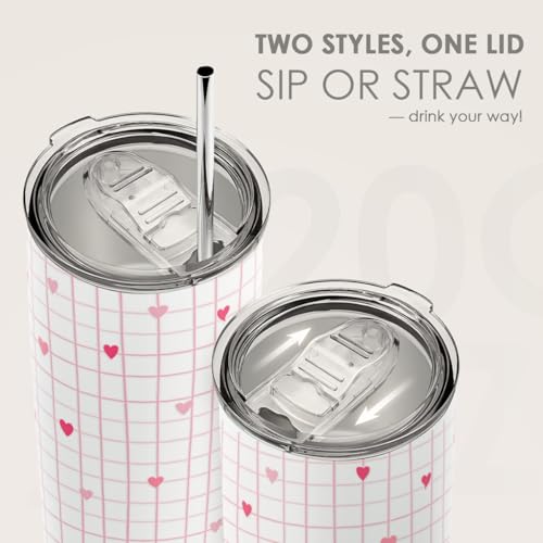 SANDJEST Heart Tumbler 20oz, Stainless Steel Travel Cup with Lid, Insulated Coffee Mug, Heart Gifts for Women Girls Friends Sisters on Birthday Christmas Valentine (Red) - color: Heart 1