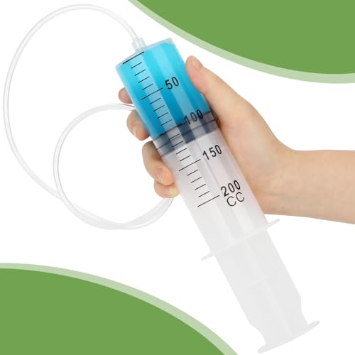 3 Pack 200ml Syringes with 55.1” Tube and Needle 14G 1.5”, Sterile Luer Lock Syringe Individually Packaged for Scientific Labs, Measuring, Watering, Refilling - style: 200ml