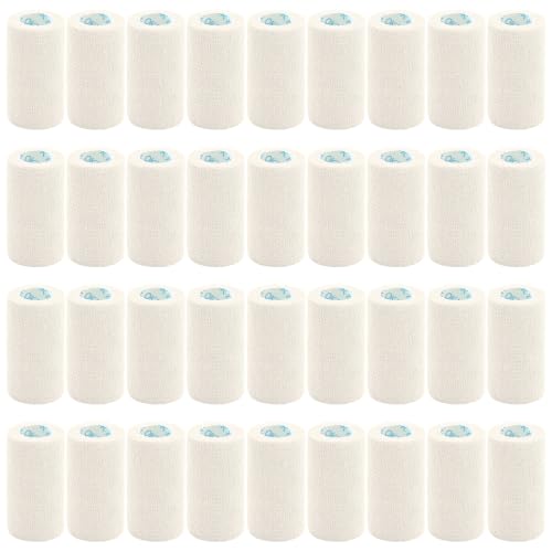 OK TAPE Self Adhesive Bandage Wrap 4 Inch x 5 Yds 36 Rolls - White | Elastic Cohesive Bandage Wrap Supports Wrists & Ankles Without Clips Ideal for Sports First Aid Vet care - color: White, size: 4inx5yds