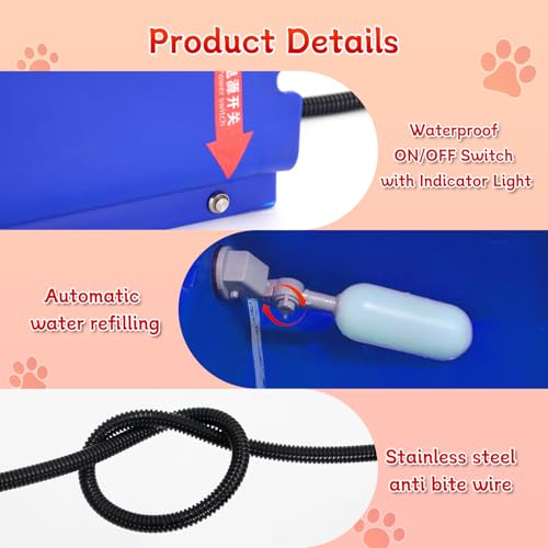 Automatic Heated Horse Waterer Bowl, 4L Large Capacity Farm Heated Water Bowl Constant Temperature Dispenser with Float Control for Pet Dog Goat Chicken and Other Animals,Outdoor Thermal-Bowl,Blue