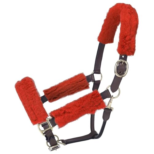 Tough1 Fleece Halter Set - Horse - color: Red