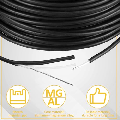 Kanayu Electric Fence Wire Double Insulated,Black,100 Ft, 14 Guage | Underground Fence Wire, Hard Core Cable, Spooled on Plastic Reel - size: 100 Ft, 14 Guage