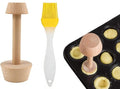 Wooden Tart Tamper Set Double-Side Egg Tarts Tamper Pastry Tools with Brush, DIY Cake Pastry Tool for Mini Egg Tart Cheesecakes Dessert Baking
