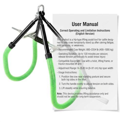 QWORK Cow Hip Lift, Heavy-Duty Cattle Lifter - Steel Cow Lift with Adjustable Pitch, Triangular Support Stand Up Assist Tool for Calving Milking Birthing Dystocia and Recovery Aid - 2204lb Capacity