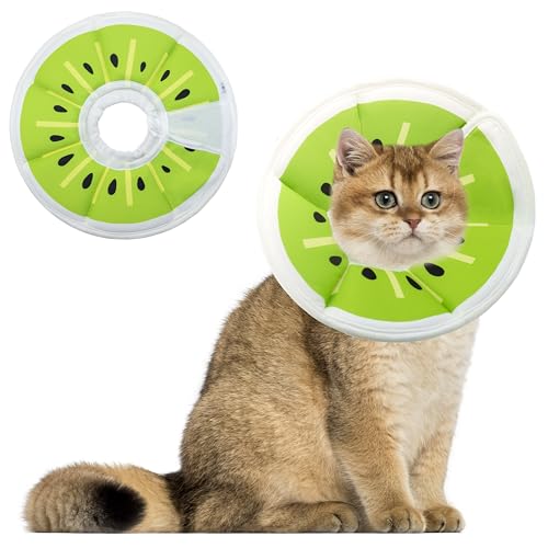 Soft Adjustable Cat Cone Collar, Comfortable Cat Recovery Collar | Suitable for Various Types of Cats,Elizabethan Neck Protective Collar for Cats After Surgery (Kiwifruit, Small) - color: Kiwifruit, size: Small
