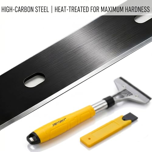 30 Pack 4 Inch Scraper Blades, High-Carbon Steel, with Storage Box | 21 Blades + Gloves Included, Hollow Handle Extends Reach, Non-slip PVC Grip, Ideal for Glass Stove Floor Paint Removal - color: 30pcs Replacement Blades