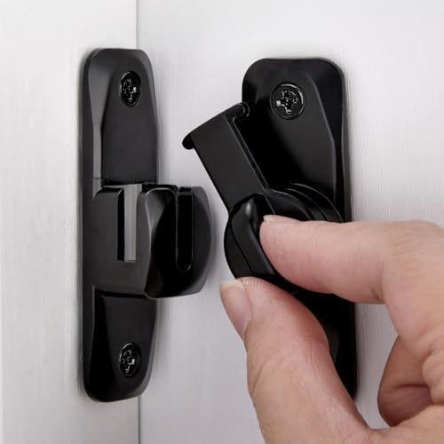 2 Packs Black Barn Door Latches,90/180 Degree Gate Lock_B | Zinc Alloy Right Angle Door Lock Latch,Flip Gate Latches,Sliding Door Latch Lock,for Cabinets,Fence Gates,Pet Cage - color: Black