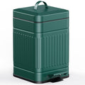 CEROELDA Small Trash Can with Lid-5L/1.3 Gal,Stainless Steel Outdoor Dog Poop Garbage Can-Farmhouse Retro Metal Waste Bin w/Step Pedal for Bathroom Bedroom Office-Soft Close-Green - color: Green