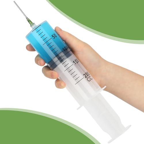 3 Pack 200ml Syringes with 55.1” Tube and Needle 14G 1.5”, Sterile Luer Lock Syringe Individually Packaged for Scientific Labs, Measuring, Watering, Refilling - style: 200ml