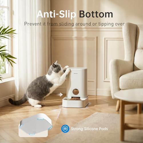 PAWGETHER® Gravity Cat Feeder, 1 Gallon/3.5L Dog Food Dispenser, No-Electricity Automatic Pet Feeder, Auto Refill Food Bowl for Cats & Small, Medium Dogs Easy to Fill - color: Feeder