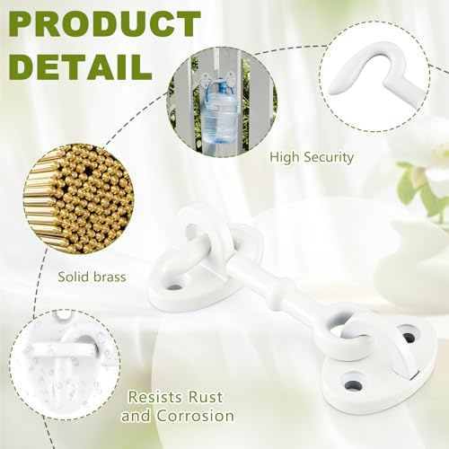 1 Piece 2.75 Inch Brass Hook and Eye Latch Gate Door Latch, White | Cabin Hook Lock Door Lock Hardware Best for Window, Sliding, Shed, Fence, Gate, Cabinet, Bathroom, Closet - color: White, size: 2.75 Inch