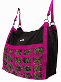 Supreme Slow Feed Top Load Hay Bag with Super Tough Bottom with 2" x3.5” Rectangular Openings and 6 Month Warranty (Pink & Black) - color: Black and Pink