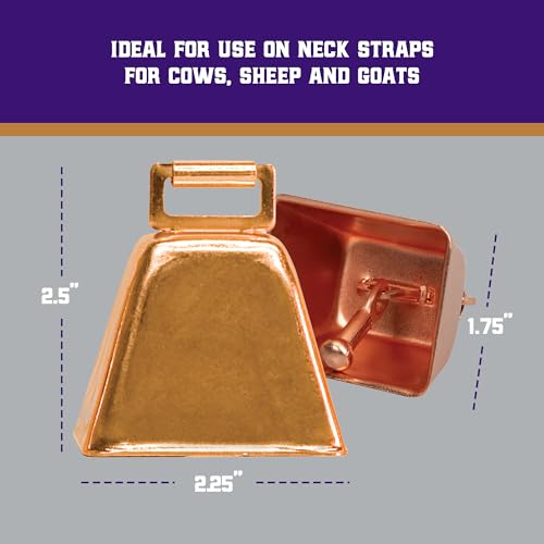Weaver Livestock Copper-Plated Small Cow Bell, Robust Herd Tracking Loud Bell, Lightweight Goat Bells for Cow, Goat, and Sheep, 1.75” x 2.25” x 2.5” - size: 2.5x2.25x1.75 Inch (Pack of 1)