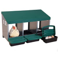 GUTINNEEN Chicken Nesting Box, 3 Compartment Metal Nesting Boxes with Roll-Away Egg System for Hens, Ducks & Rabbits, Technical Design for Efficient Egg Collection, Green - color: Green