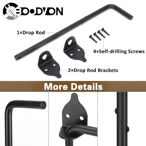 12 Inch Cane Bolt Gate Drop Rod Heavy Duty Gate Hardware, Gate Ground Latch for Wooden Fences, Metal Gates Doors Stopper for Gate Ground, Wrought Iron Gate Latches, Black Finish(1 Pack) - size: 12 Inch