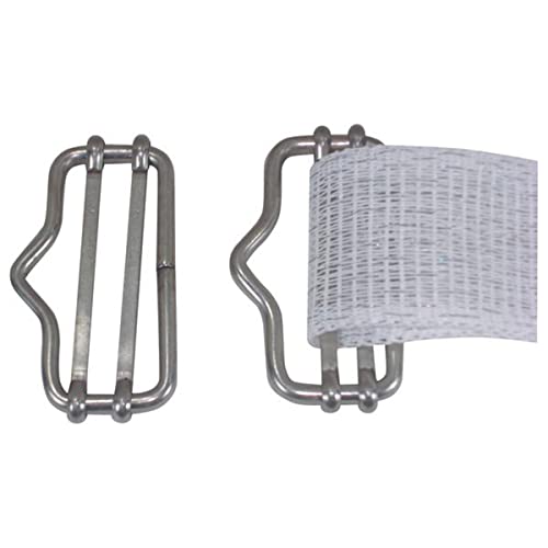 Electric Fence Polytape Splicer, 1-1/2 Inch, 10 Pack | Polytape Buckle, Galvanized Steel, Poly Tape Splicers, Fencing Polytape Connectors, Silver