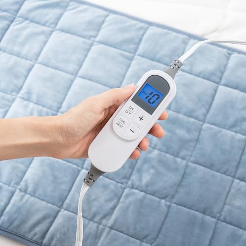 Berkshire Blanket Weighted Heating Pad - 12"x24" Electric Heat Wrap with 10 Heat Settings & Auto Shut Off - Soothing Heat Wrap for Back, Neck, Shoulders, Legs, Abdomen - Machine Washable & Portable - color: Zenith Teal, size: 12" x 24"