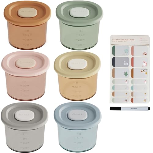 Moonkie Silicone Baby Food Containers | 4 oz Baby Food Storage Jars with Airtight Lids | Reusable Baby Food Jars, Freezer,Microwave and Dishwasher Safe, Perfect for Infant & Toddler - size: 6pack 4oz