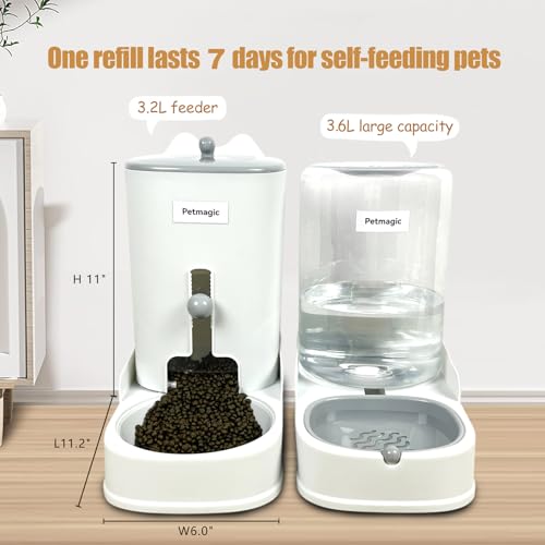 Gravity cat Feeder by Petmagic is a 3.6L Large-Capacity cat Food and Water Bowl Set. This Two-piece Set is Suitable for pet Feeding, Including Small and Medium-Sized Dogs, Kittens.
