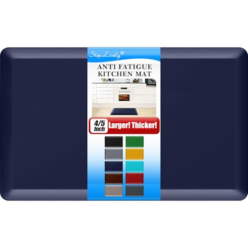 4/5 Inch Thick Kitchen Mat - Cushioned Anti Fatigue Mat for Kitchen Floor | Easy to Clean, Water Resistant, Non-Slip Thicker Rug, Standing Desk Mat for Sink, Office, Kitchen (17''x28'', Blue) - color: Blue, size: 28"L x 17"W x 0.8"Th