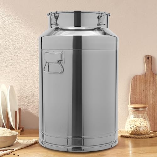76L/20.08Gal Stainless Steel Milk Can 304 Stainless Steel Milk Jug Sealed Bucket Wine Pail Bucket Milk Can Liquid Storage Container w/Sealed Lid for Milk Wine Water Liquid - size: 76L|without faucet|304