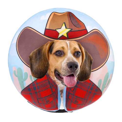 SCENEREAL Dog Cone Alternative After Surgery Donut Collar, Soft Inflatable | Cone Collar for Dogs, Adjustable Pet Neck Donut E Collar Dog Recovery Collars to Stop Licking, Cowboy Print E-Collars, M - color: Brown Cowboy, size: M(Neck 13"-16")