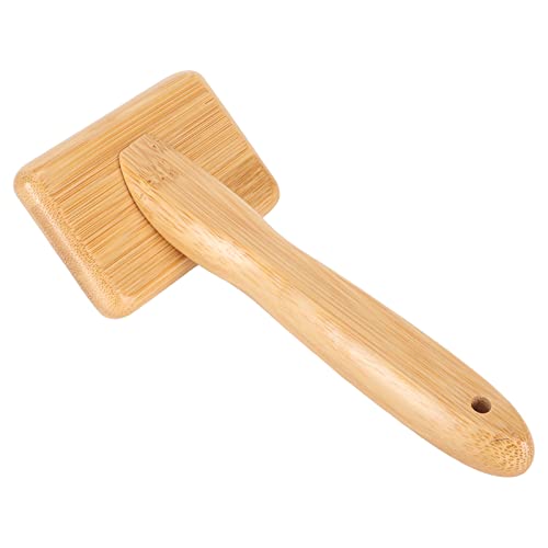 Fockety Sheepskin Wool Brush, Macrame Slicker Comb Pet Slicker Brush with Wood Handle, Removing Shedding and Dirt, All Hair Types, Cats, Dogs, Fabric Care Enthusiasts, All Ages - size: S