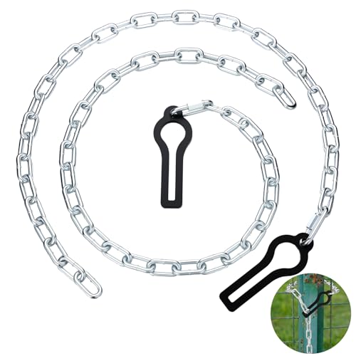 2 Pcs 43 Inch Universal Gate Chain Lock with Quick and Easy Chain Lock for Livestock Gate, Outdoor Fences, Pet Cages, Dog Horse Goat Cow Farm Fences Corral Supplies