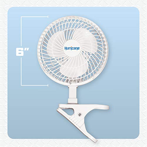 Hurricane Classic Clip Fan with Tilt, 2 Speeds, White, 6in | Portable Mini Desk Table Fan for Home, Office or Travel - style: 6" Classic Clip Fan