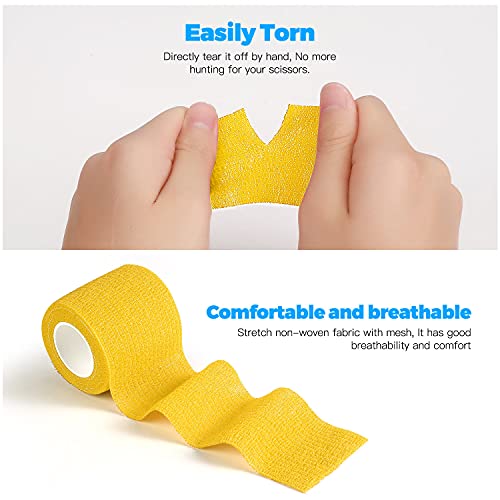 Bandage Wrap 8 Pack 1”x 5 Yards Self Adhesive Bandage Wrap Breathable Cohesive Bandage Wrap Rolls Athletic Elastic Self Adherent Wrap for Sports Injury,Wrist, Knee, Ankle Sprains and Swelling(Mixed) - color: Mixed(8 Colors), size: 1 Inch (Pack of 8)