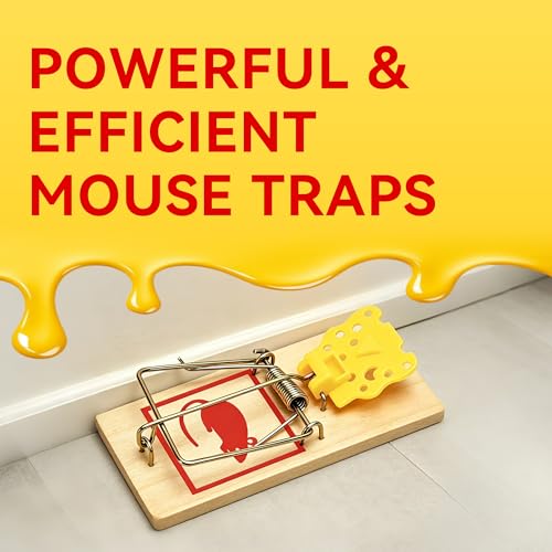 LULUCATCH Mouse Traps,12 Pack Classic Plastic Pedal Snap Traps for Indoor Outdoor Use, Fast & Effective High Catch Rate Wooden Mouse Traps, Reusable Mice Rodent Traps for Home, Garage & Kitchen