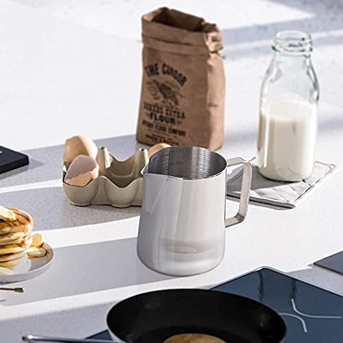 homEdge Espresso Steaming Pitchers 20 OZ / 600ml, Stainless Steel Frothing Pitcher with Measurement Scale - size: 20 Ounces