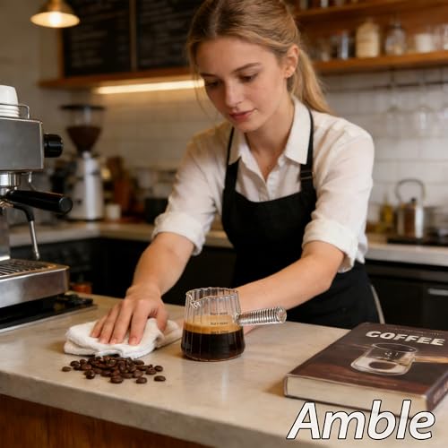 Amble Espresso Cups, Espresso Accessories, 6 Oz Espresso Shot Cups with Handle, Coffee Measuring Cup, Markings in both oz & ml, Dishwasher Safe