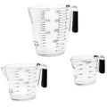 Dalup Measuring Cup Set – Clear Plastic Liquid Measuring Cups (8/16/32 oz) with Spout & Non-Slip Handle | 3-Piece Plastic Measuring Cup Set for Liquids & Dry Ingredients