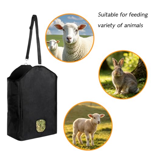 3 PCS Hay Bags for Goats with Reinforced Oxford Fabric with Metal Ring and Adjustable Strap