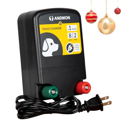 0.12 Joule Electric Fence, AC-Powered Electric Fence Charger for 2 Miles & 8 Acre Protection, Electric Fence Energizer Ideal for Gardens, Backyards & Small Livestock