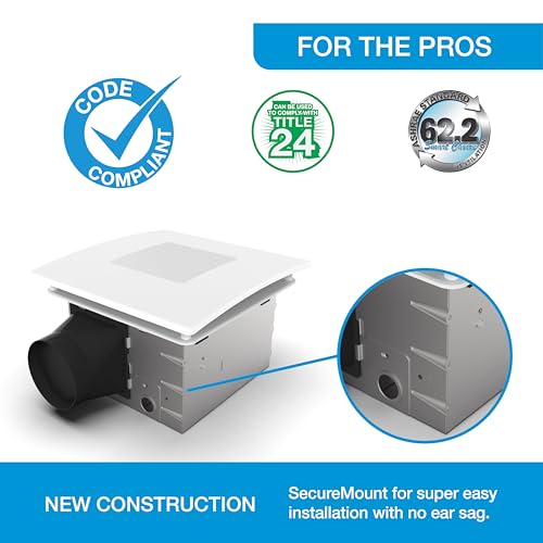 Bathroom Exhaust Fan with Light, 50-80-110 CFM, BEL5080110 | Energy Star and HVI Certified, No-Attic Roomside Install, Ultra-Quiet DC Motor, Dimmable 5-CCT LED, 5-Yr Warranty, US Support - size: LED Light