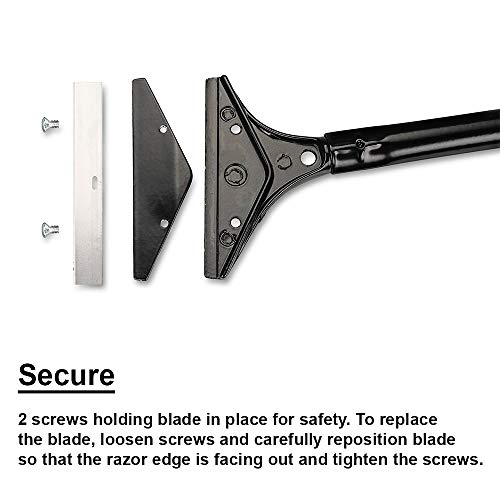 Razor Blade Scraper, 4-inch Heavy Duty Long-Handle Scraper for Wallpaper, Paint, Floor, Tile and Windows, Rubber Grip, Made in USA