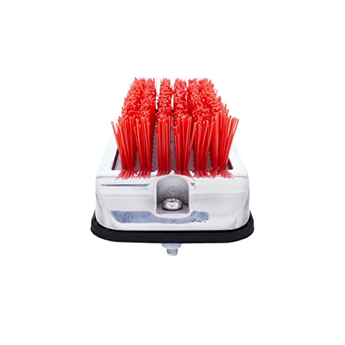 United Pacific 90055 Stainless Shoe/Boot Scraper w/Nylon Brush, 430 Stainless Steel Housing – Red Brush – ONE Unit - color: Red Brush