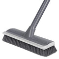 2 in 1 Floor Scrub Brush: Deck Brush with Squeegee | Long Adjustable Handle - 55'' Stiff Bristle Scrape Brush for Deck Patio Garage Shower Bathroom