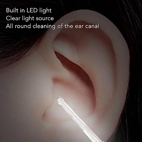 Electric Ear Suction Device, Portable Automatic Electric Vacuum Ear Pick Ear Cleaner Earwax Remover with LED Light for Earwax Removal, Soft Prevent Ear Pick Clean Tools Set (White) - color: White