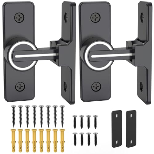 90 Degree Barn Door Lock, Heavy Duty Locks, Luminous Black-2 Pack | Flip Sliding Gate Latches for Garden, Bathroom, Garage & Sliding Doors - size: 2 Pack Luminous Black
