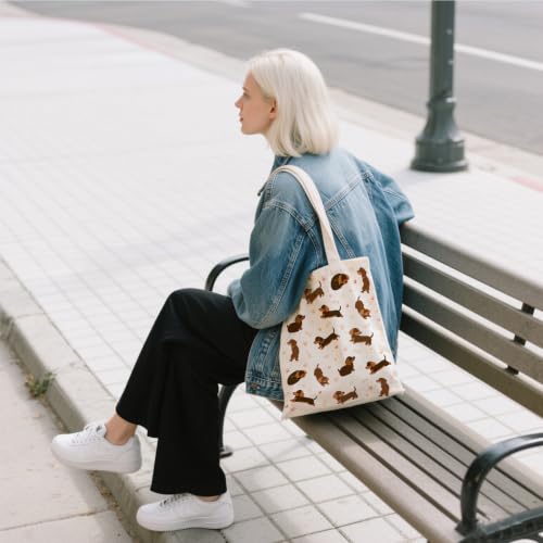 Aesthetic Canvas Tote Bag for Women - with Magnetic Snap Closure & Zipper Inner Pocket Reusable Totes Bag - color: Dog4