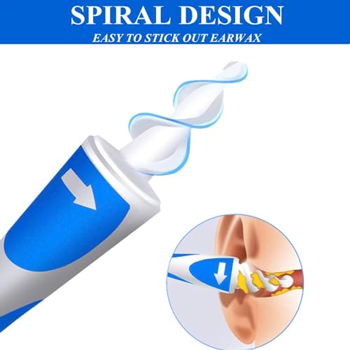 QGrips Earwax Removal-Spiral Ear Wax Removal Tool, Reusable Earwax Removal Kit Safe Ear Cleaner with 16 Pcs Soft and Flexible Replaceme